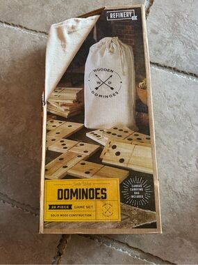 Wooden Giant Dominoes Set with Canvas Carry Bag - Natural Wood